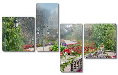Живописный парк с цветами