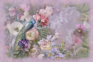 Фреска волшебный сад с диковинной птицей