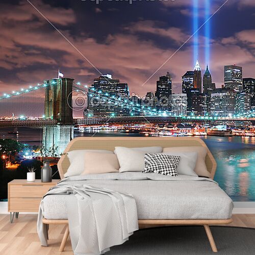 Панорама ночног Бруклинского моста