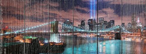 Панорама ночног Бруклинского моста
