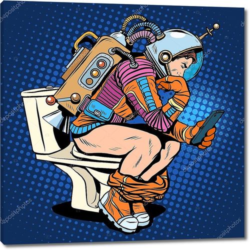 Мыслитель-астронавт в туалете