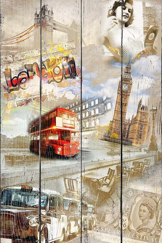 Коллаж с различными достопримечательностями Лондона