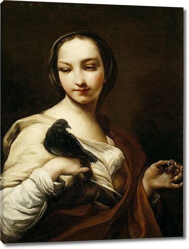 Девушка с черным голубем