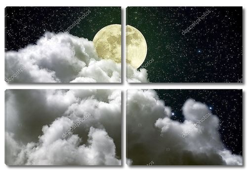 Полная луна над большим облаком
