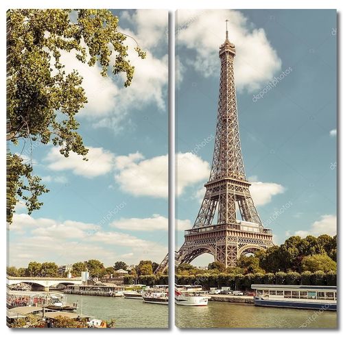 Эйфелева башня от реки Сены в Париже