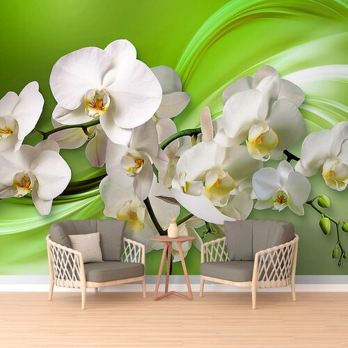 Орхидеи на зеленом