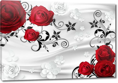 Красные розы с черным узором