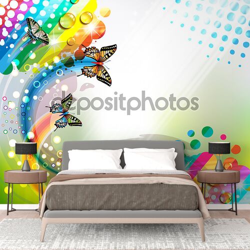 Цветной абстрактный фон с бабочками