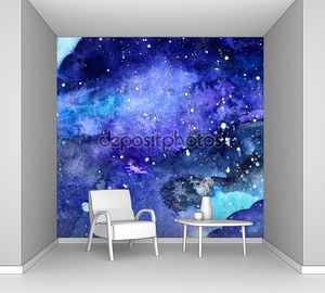акварельная структура пространства с пылающими звездами. ночное звездное небо с ударами краски и плеском. векторная иллюстрация.
