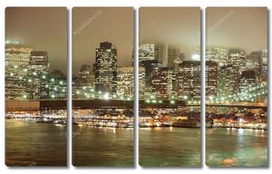 Бруклинский мост в Нью-Йорке ночью