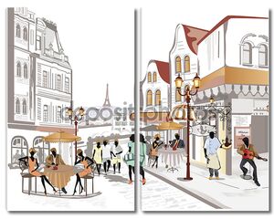 Серия улиц с кафе в Старом городе