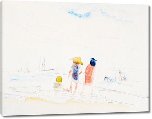 Две женщины и ребенок на пляже