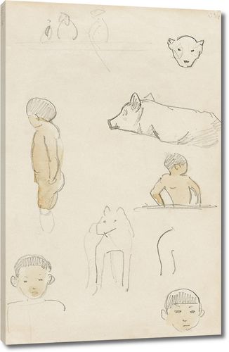 Зарисовки стоящих фигур и животных