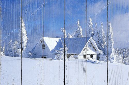 Коттедж зимой, orlicke hory, Чешская Республика