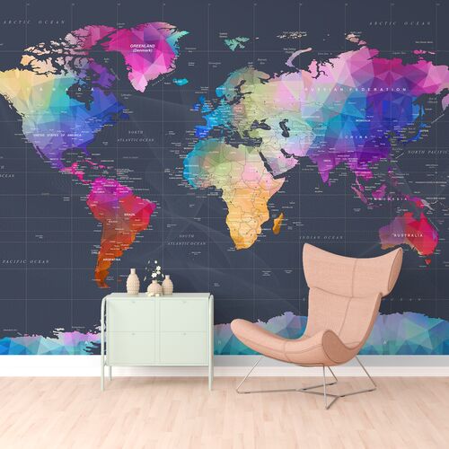 Карта континентов разноцветная