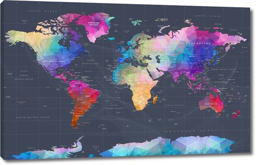 Карта континентов разноцветная