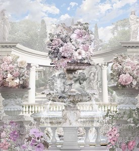 Классический фонтан с ангелочками в цветах