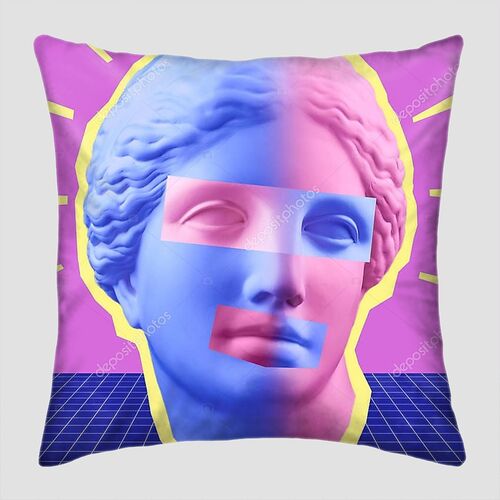 Коллаж с голубым фиолетовым красочным бюстом Венеры