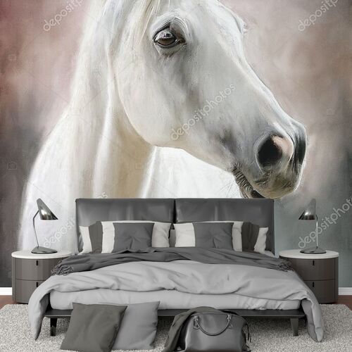 Белая лошадь портрет