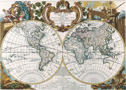 Карта Двойного полушария Джордж Луи Ле Руж 1744