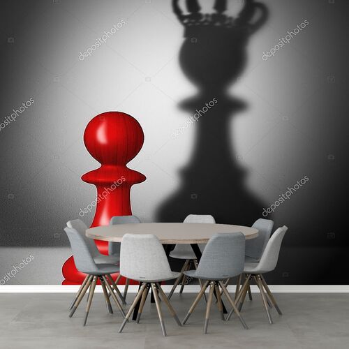 Шахматная пешка с тенью короля.