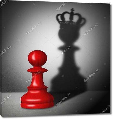 Шахматная пешка с тенью короля.
