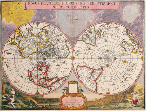 Полярная карта Двойного полушария Джоан Блау, 1695 год