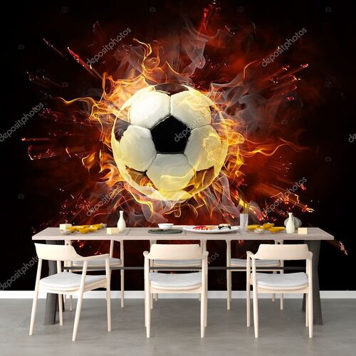 Футбольный мяч в пламени