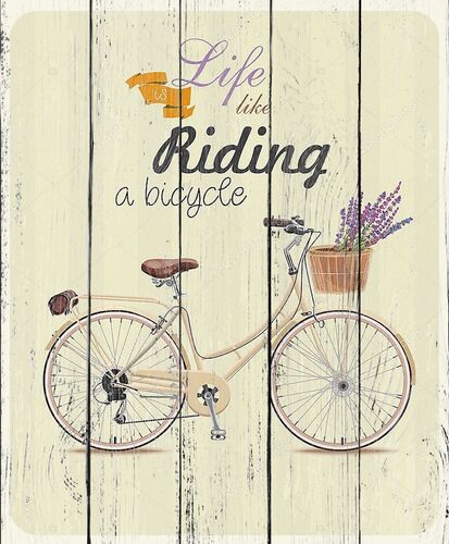 велосипедов с лавандой в корзине. постер в винтажном стиле.