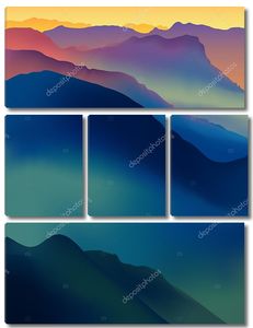 Пейзаж с красочной горы на заката или рассвета