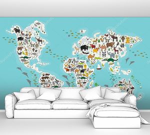 Карта мира для детей, животные со всего мира