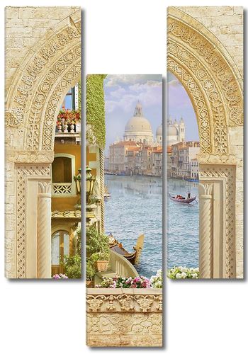 Вид из окна на набережную в Венеции