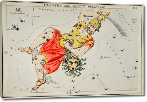 Астрономическая карта Персея и Головы Медузы