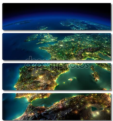 Часть Европы - Испания, Португалия, Франция из космоса
