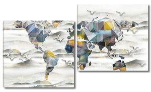 Карта континентов из геометрических фигур