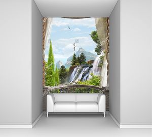 Полукруглая терраса с видом на водопады